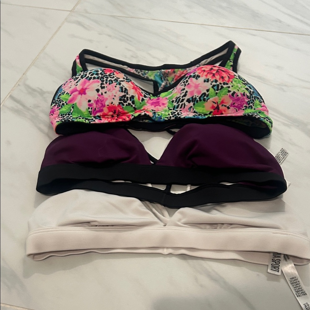 Floral, Purple, and White Bralette Set